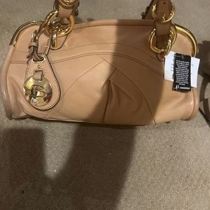 B Makowsky Tan Leather Shoulder Bag
